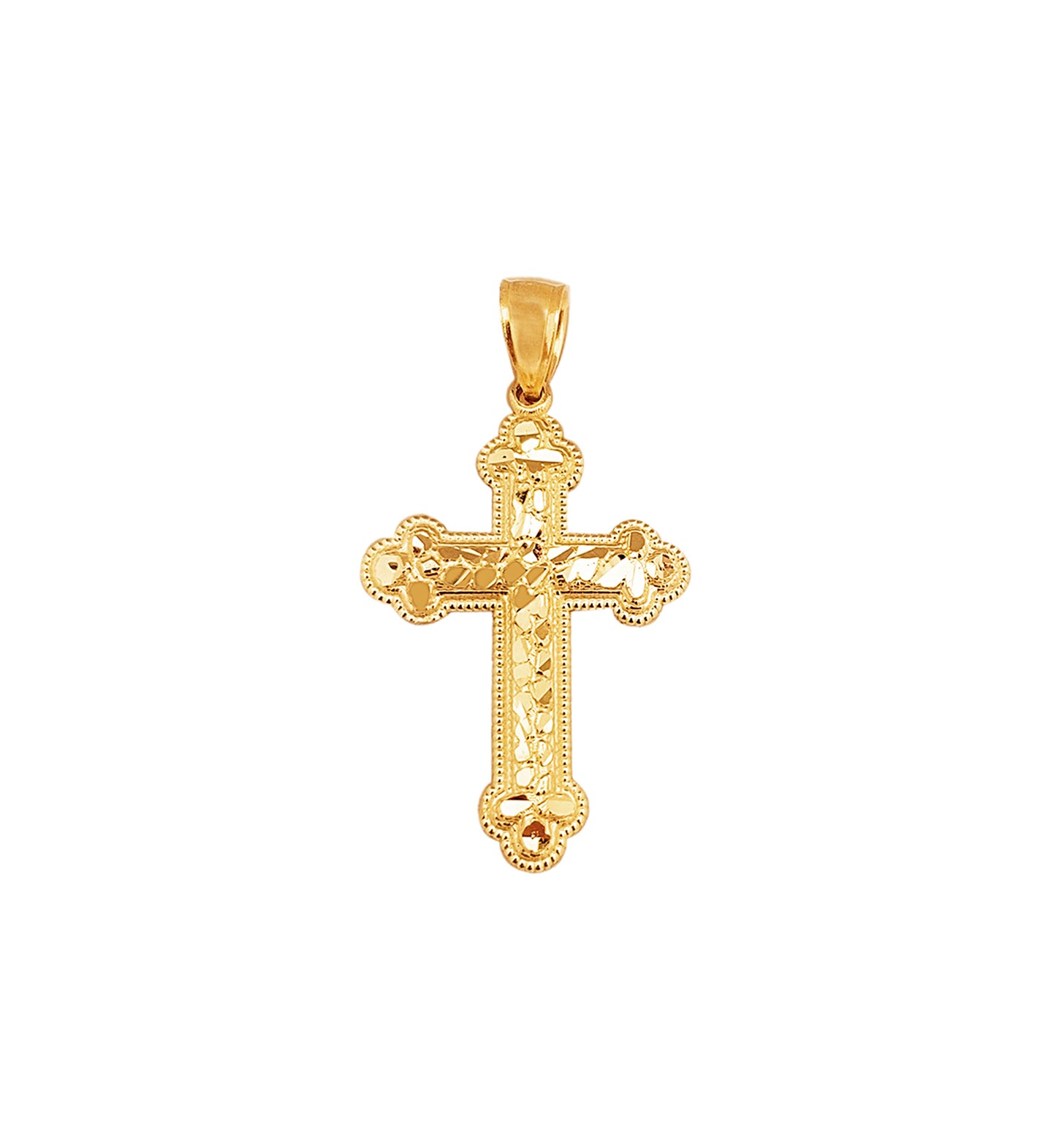 10k Yellow Gold Diamond Cut Nugget Cross Pendant