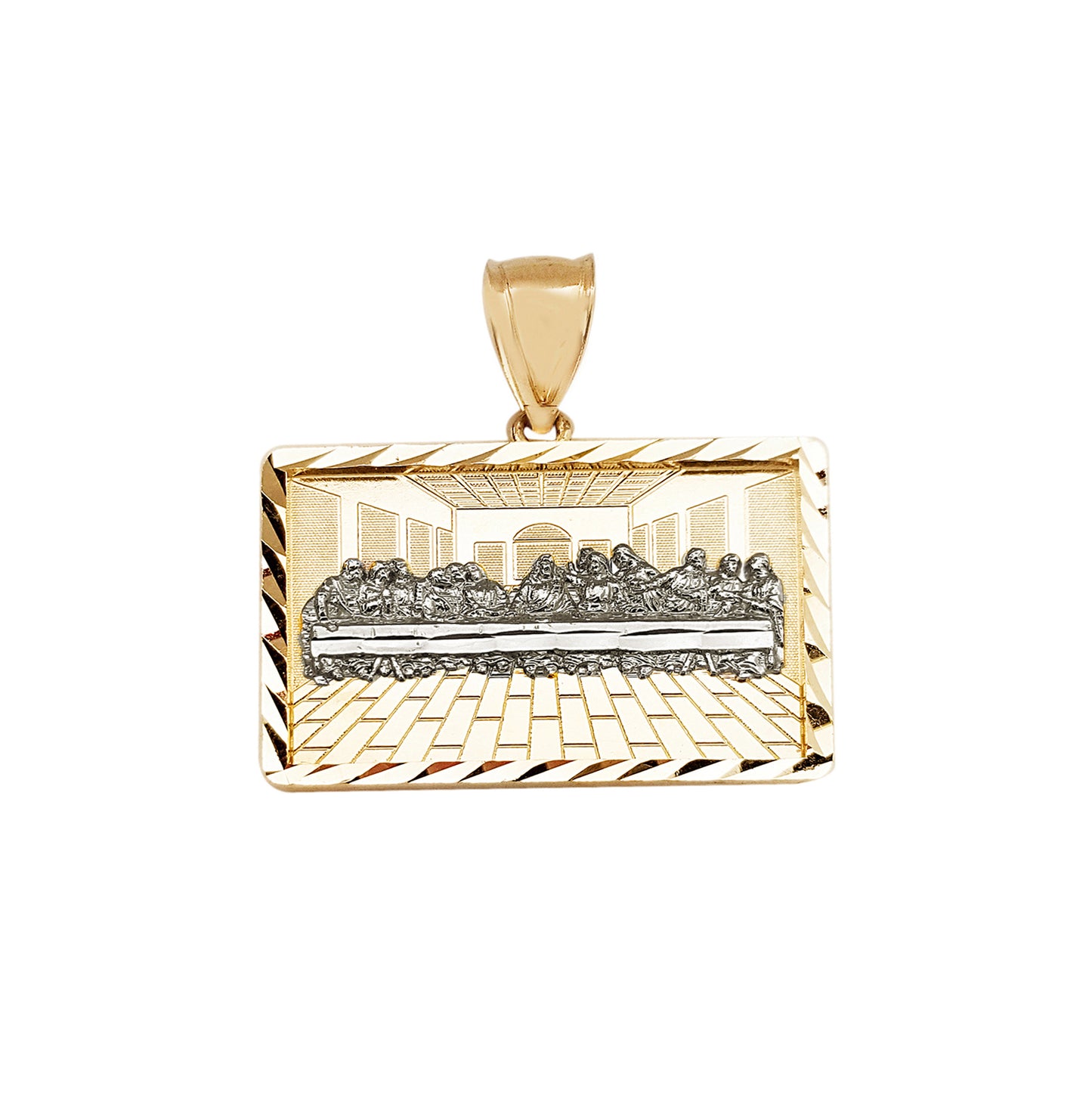 10K Gold Last Supper Pendant Charm Last Supper Hip Hop Charm Diamond Cut Frame