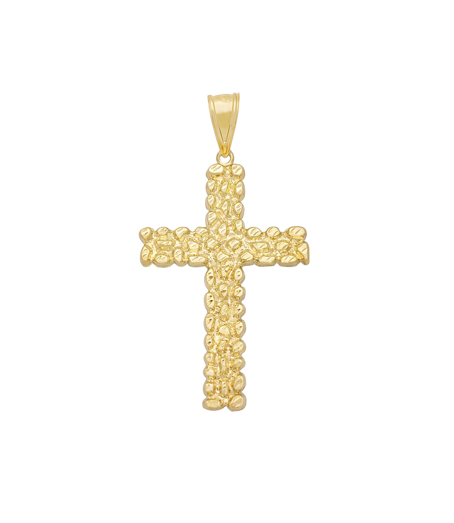 10k Yellow Gold Nugget Design Cross Pendant Nugget Gold Cross