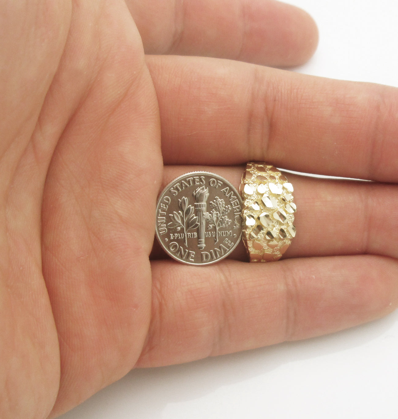 10K Yellow Gold Thin Nugget Ring Size 8 Pinky Ring