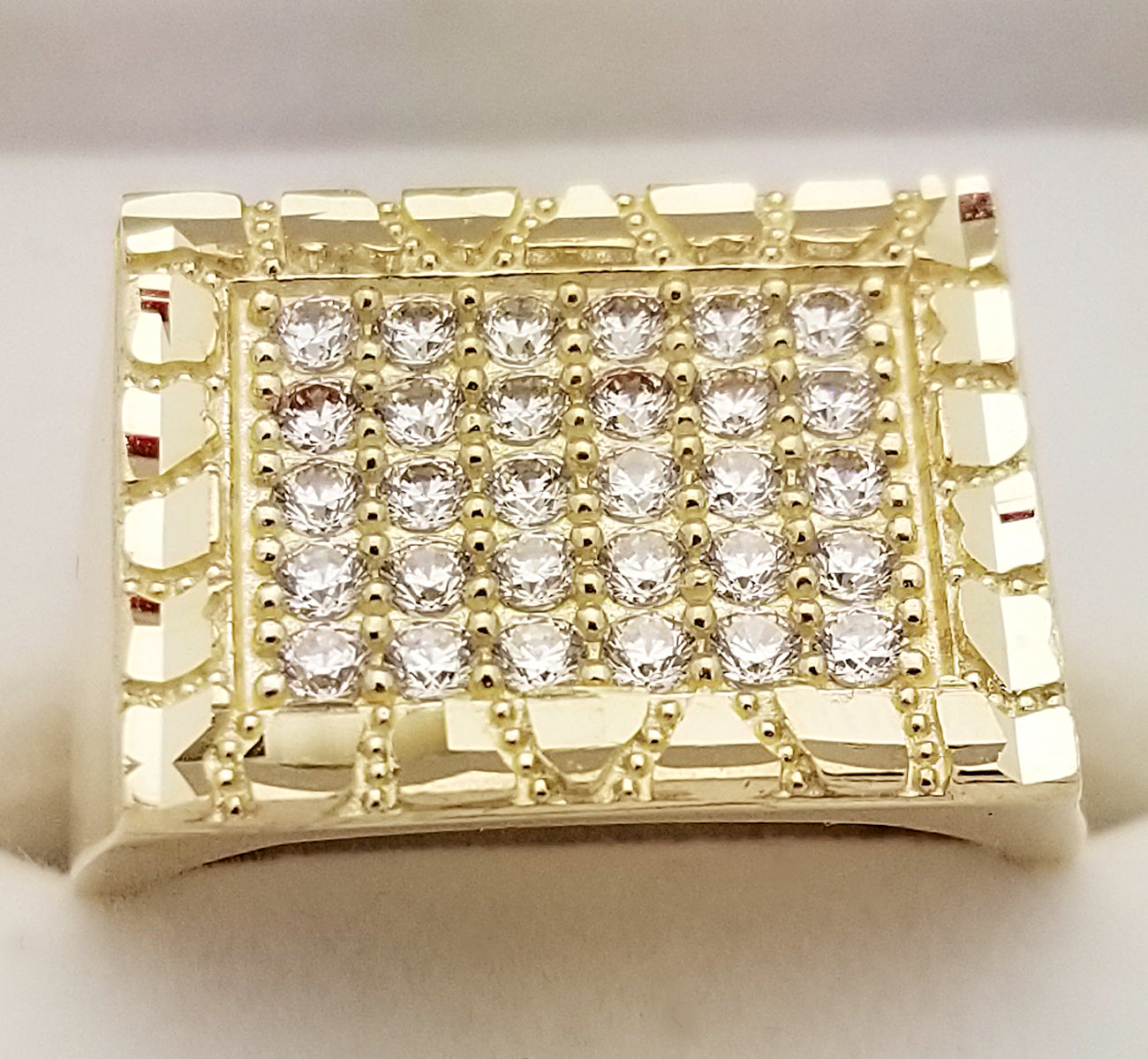 10K Yellow Gold Mens Ring Nugget Frame Ring