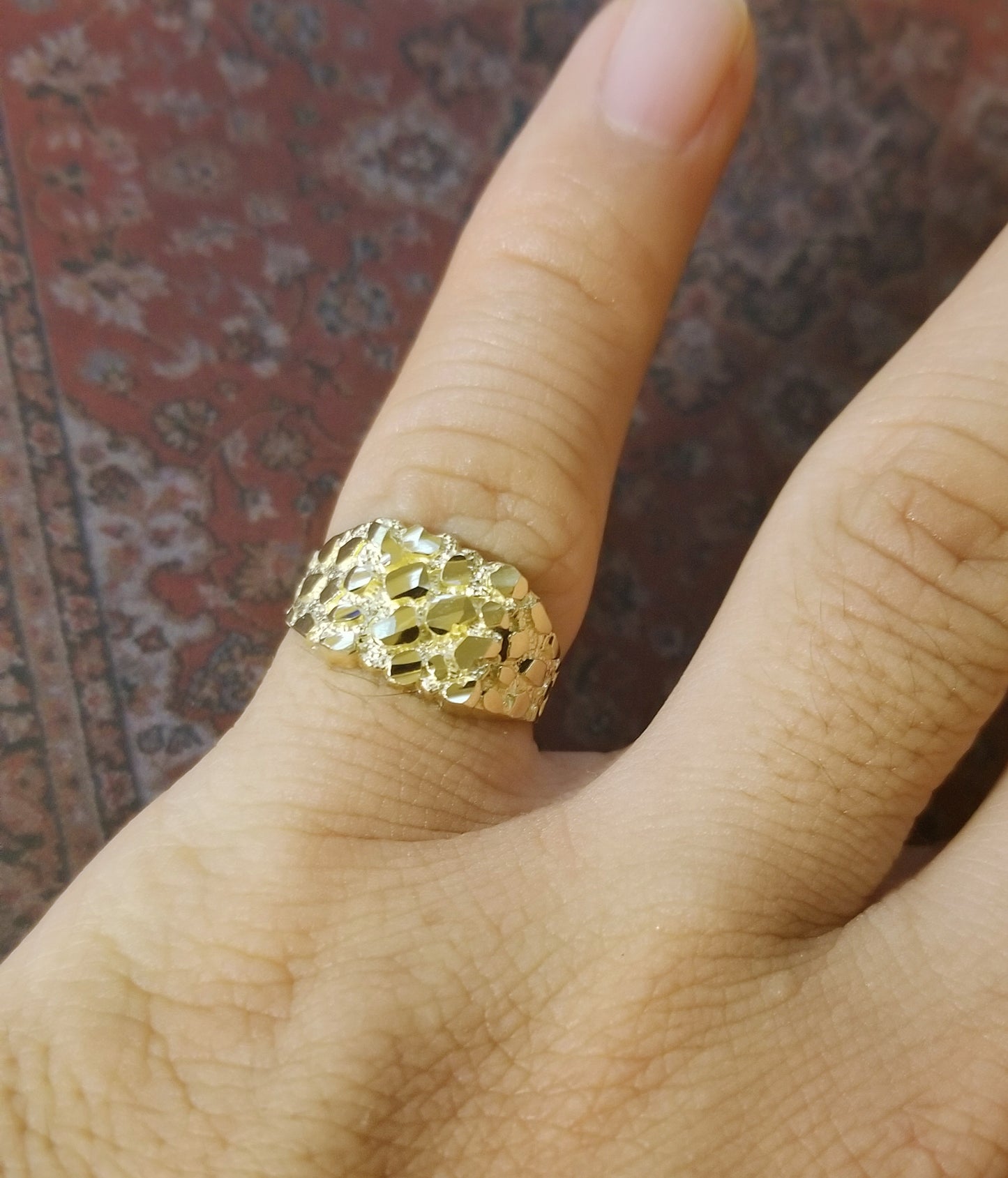 10K Yellow Gold Thin Nugget Ring Size 8 Pinky Ring