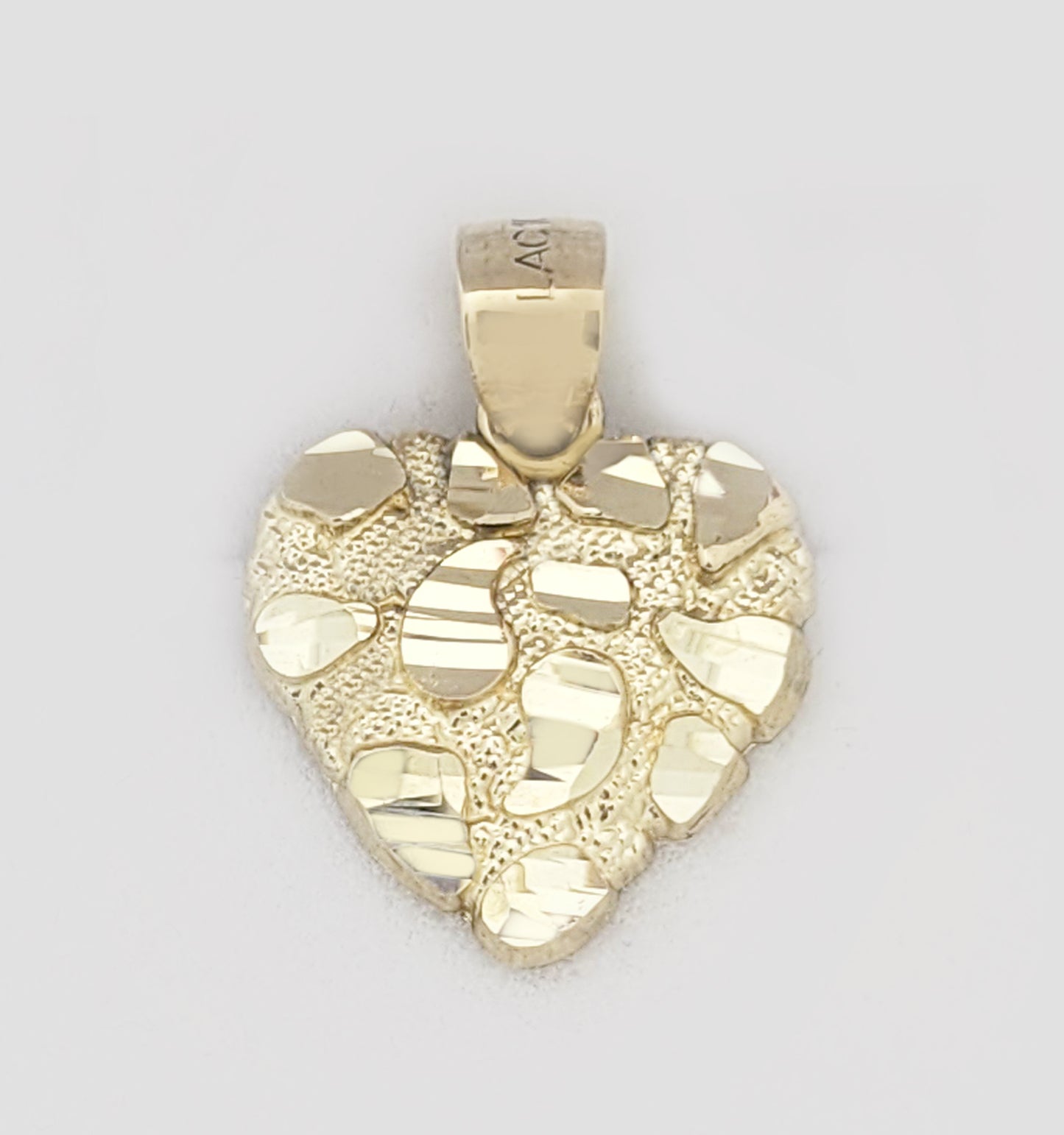 10k Yellow Gold Heart Nugget Pendant Nugget Heart Charm 0.55 inch Width