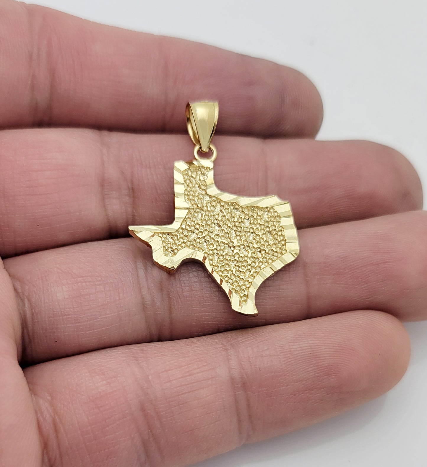 10K Yellow Gold Texas State Map Necklace Pendant Solid Gold Texas