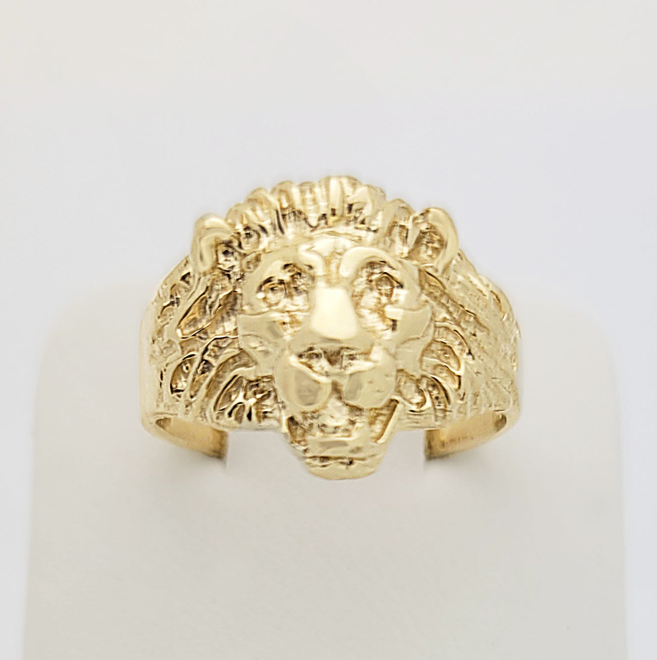 Women's Lion Head Ring 10K Yellow Gold Lion Face Ring Size 5.5