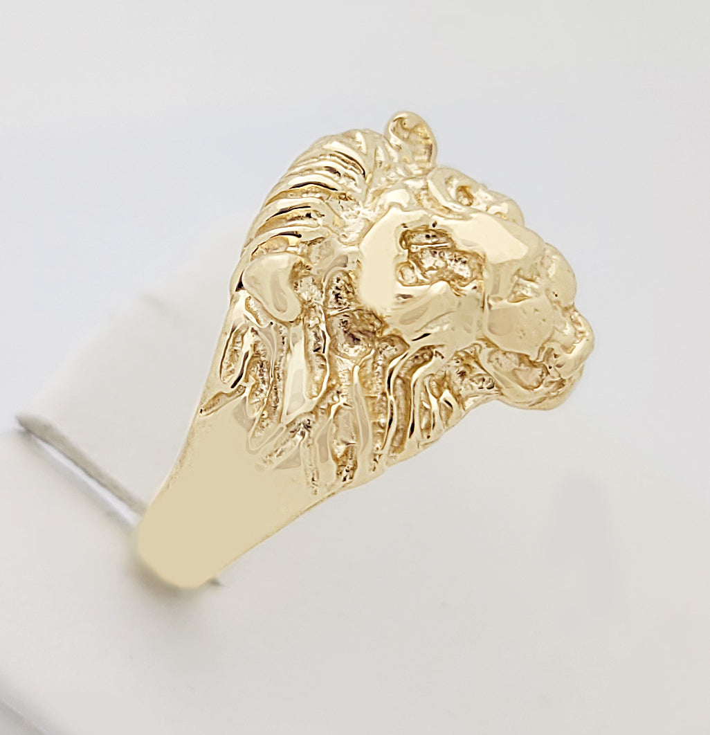 Women's Lion Head Ring 10K Yellow Gold Lion Face Ring Size 5.5