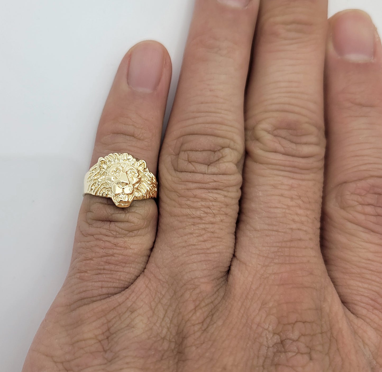 Women's Lion Head Ring 10K Yellow Gold Lion Face Ring Size 5.5