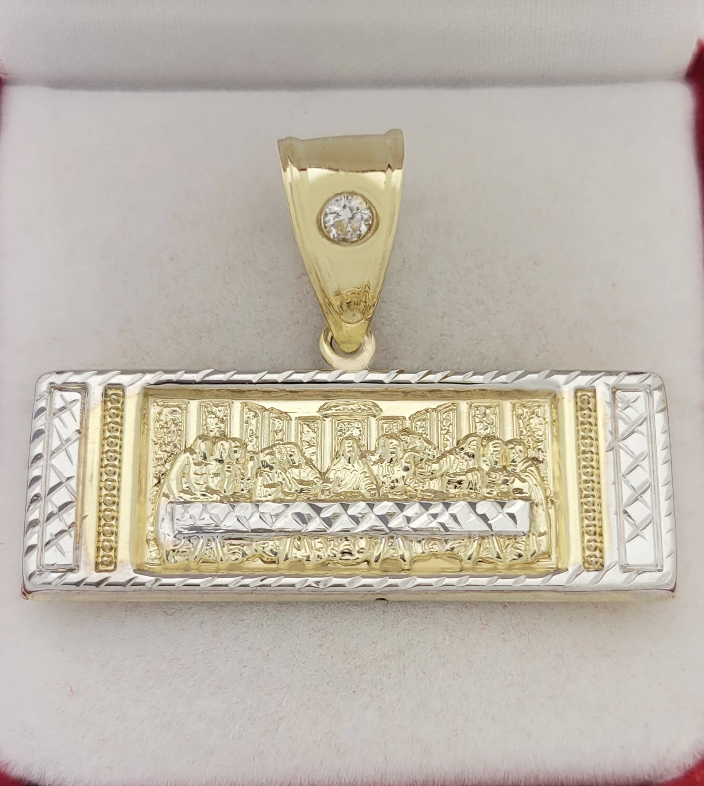 10K Gold Last Supper Pendant Charm Last Supper Rectangle Pendant