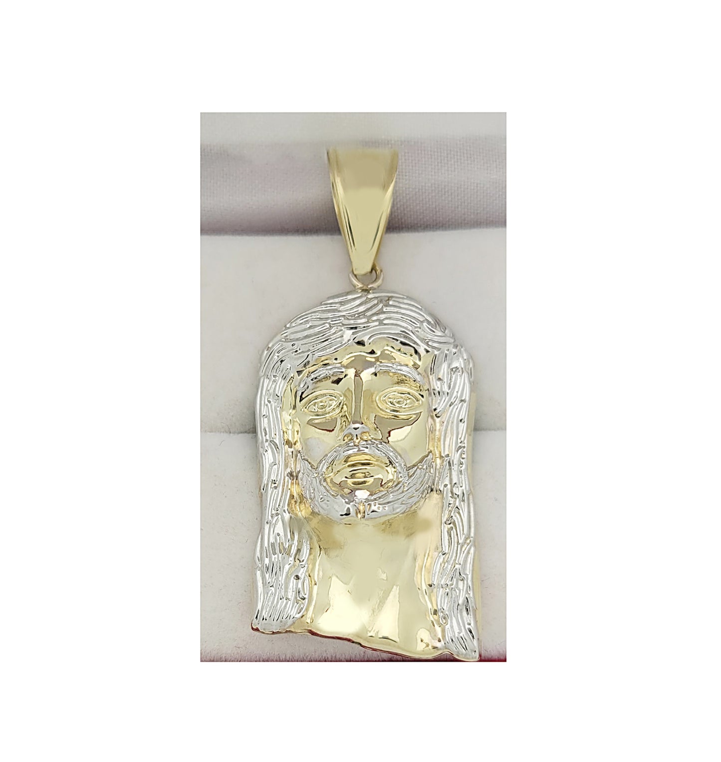 10k Yellow Gold Jesus Face Pendant Jesus Head Charm 2 inch