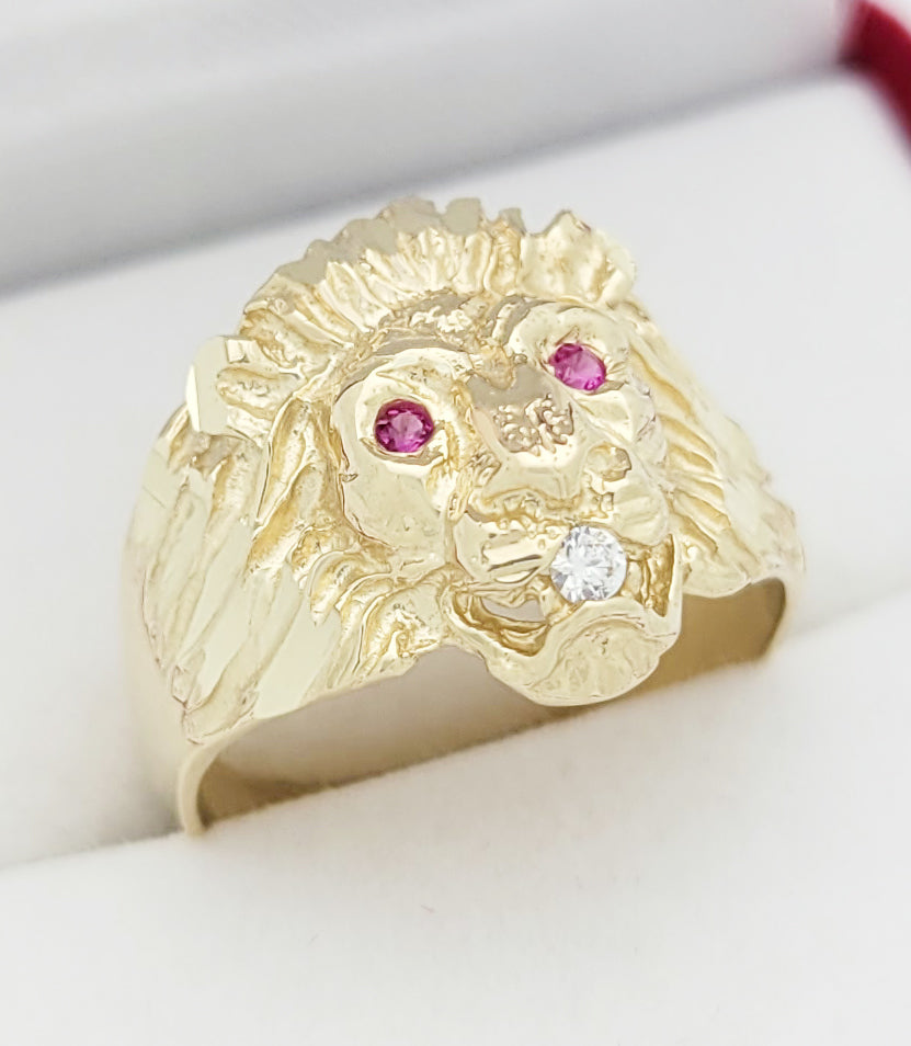 10K Yellow Gold Lion Ring Pinky Ring Size 6.5