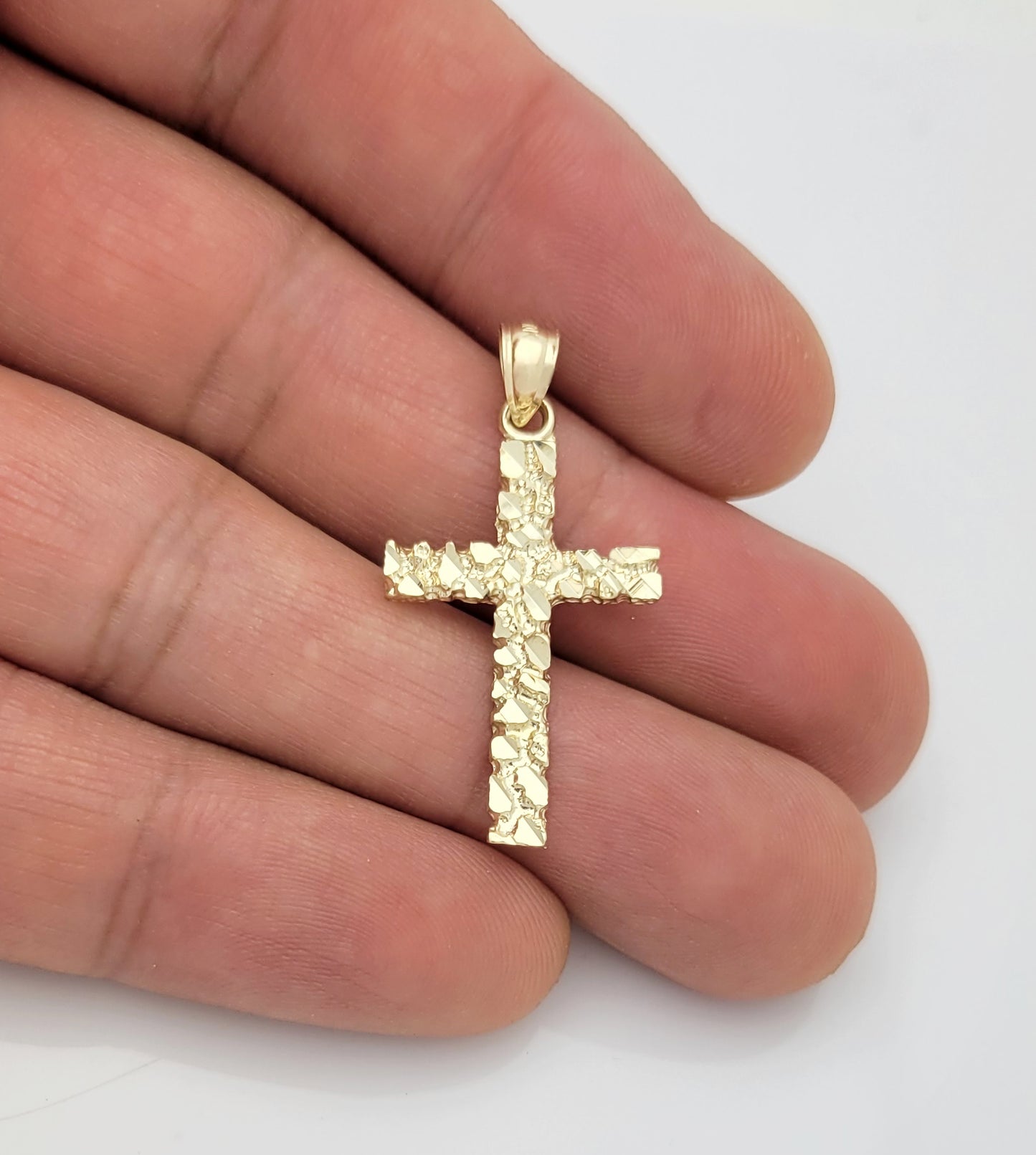 10K Yellow Gold Nugget Cross Pendant Gold Nugget Cross