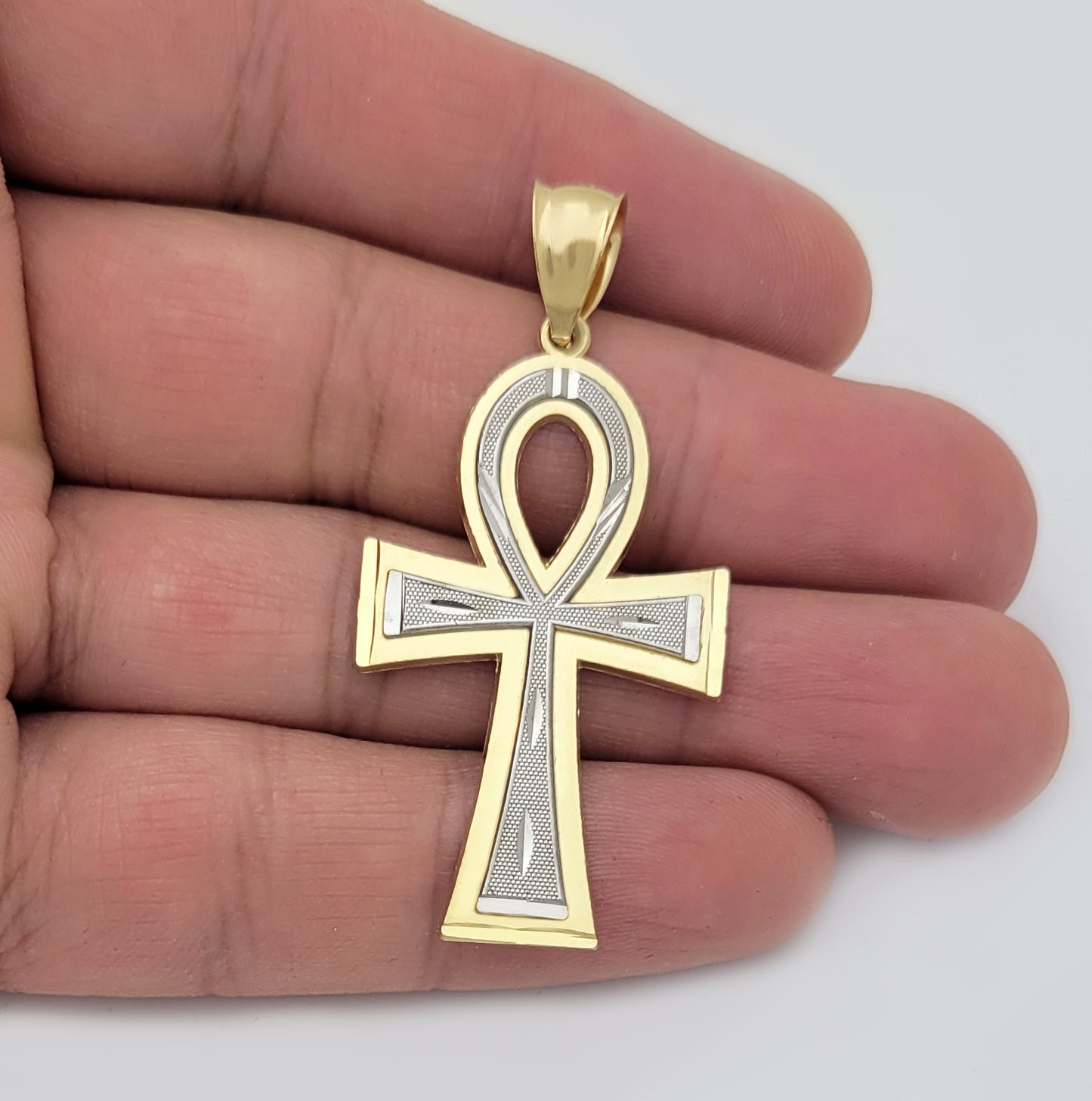 10k Yellow Gold Egyptian Ankh Cross Pendant Hip Hop Cross