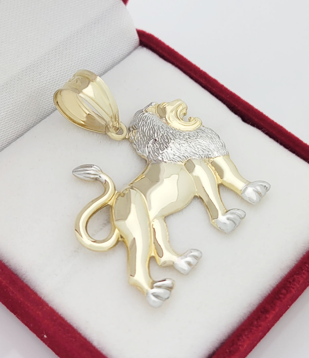 10K Yellow Gold Lion Pendant Zodiac Sign Leo Pendant Walking Lion