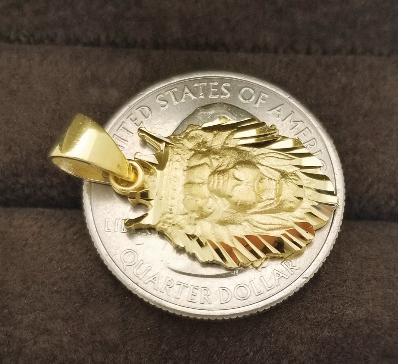 10K Yellow Gold Lion Head Charm Crown Lion Pendant