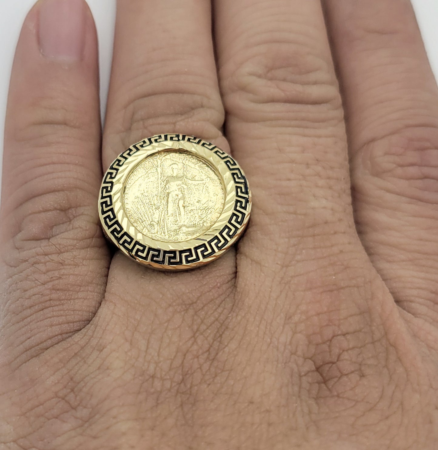 10K Yellow Gold Liberty Coin Ring For Men St. Gaudens Double Eagle Liberty Coin Ring