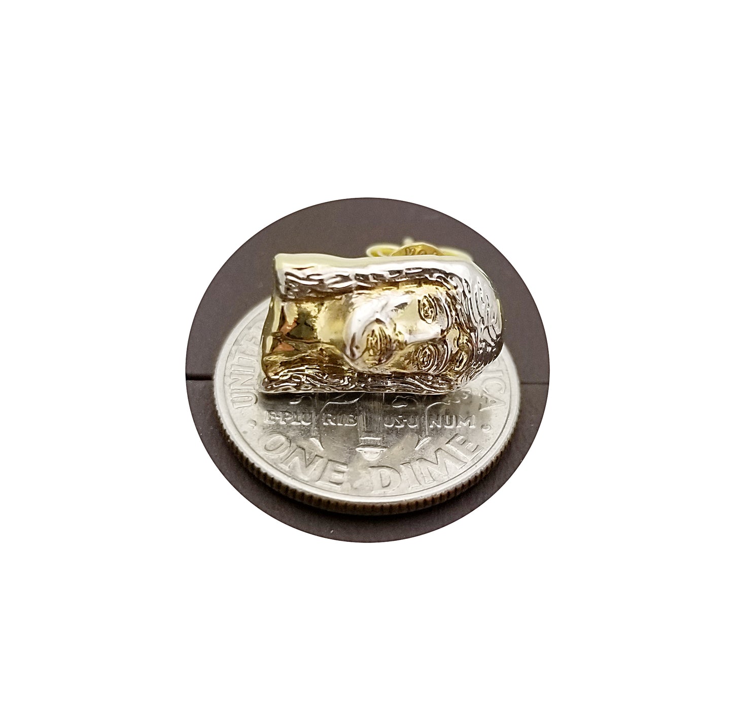 10K Yellow Gold Jesus Face Earrings Jesus Head Earrings