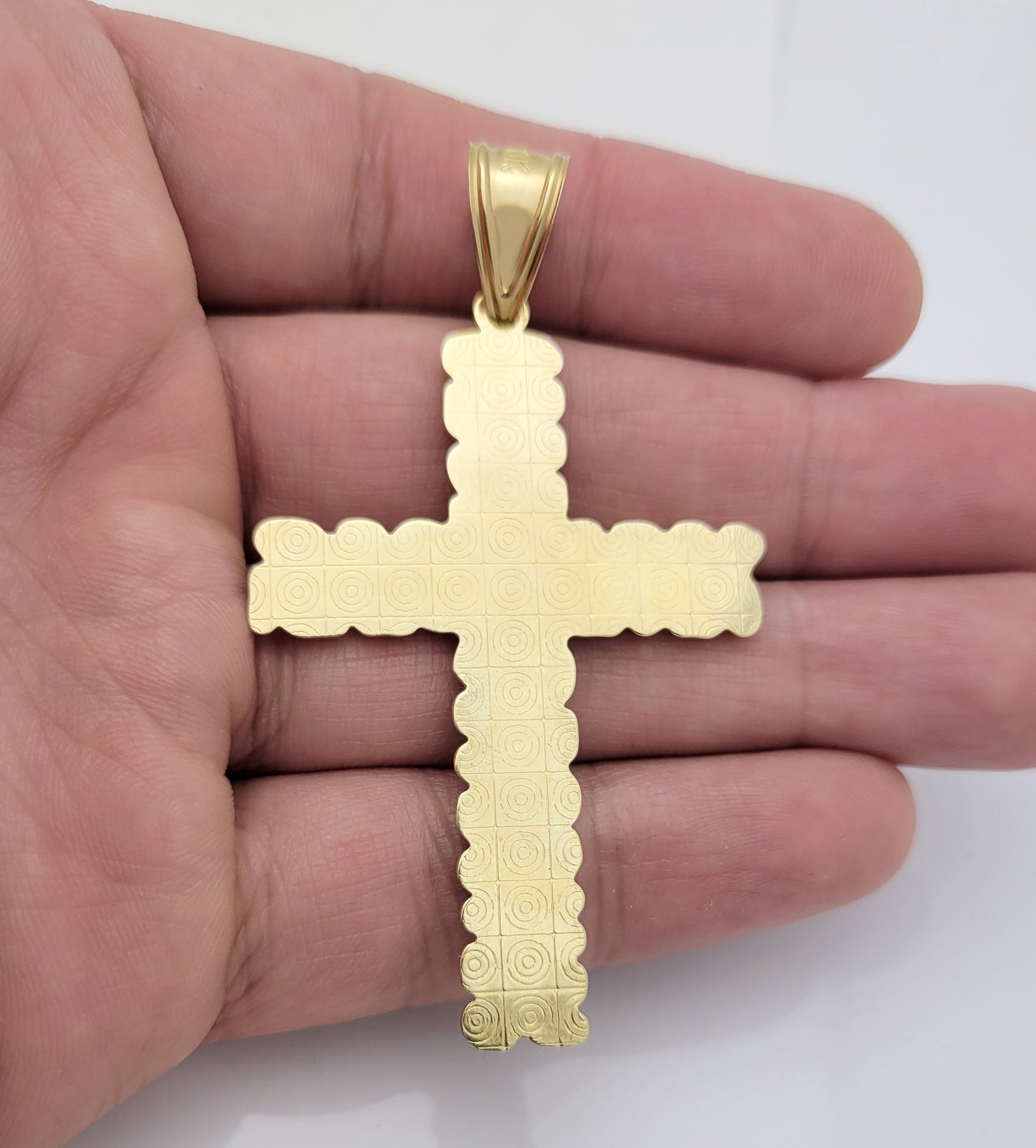 10k Yellow Gold Nugget Design Cross Pendant Nugget Gold Cross