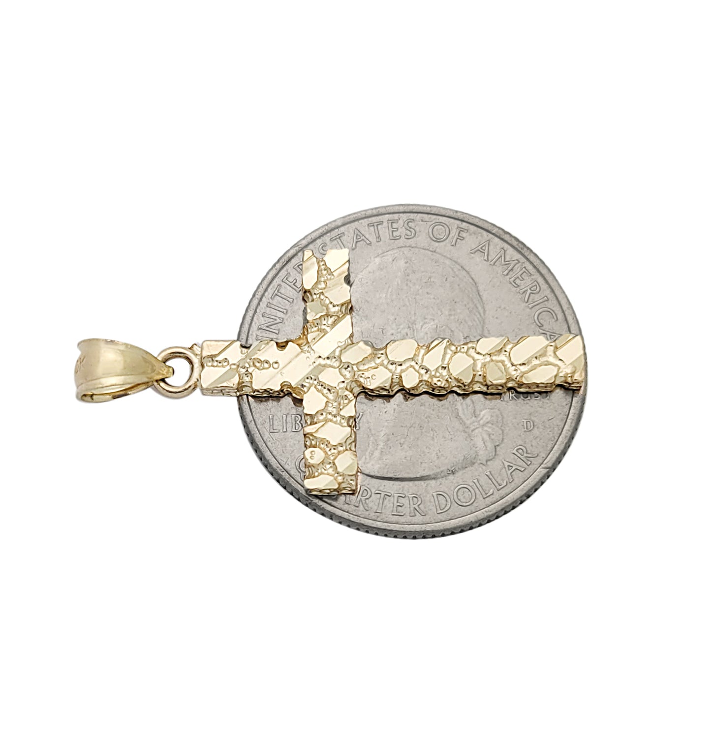 10K Yellow Gold Nugget Cross Pendant Gold Nugget Cross