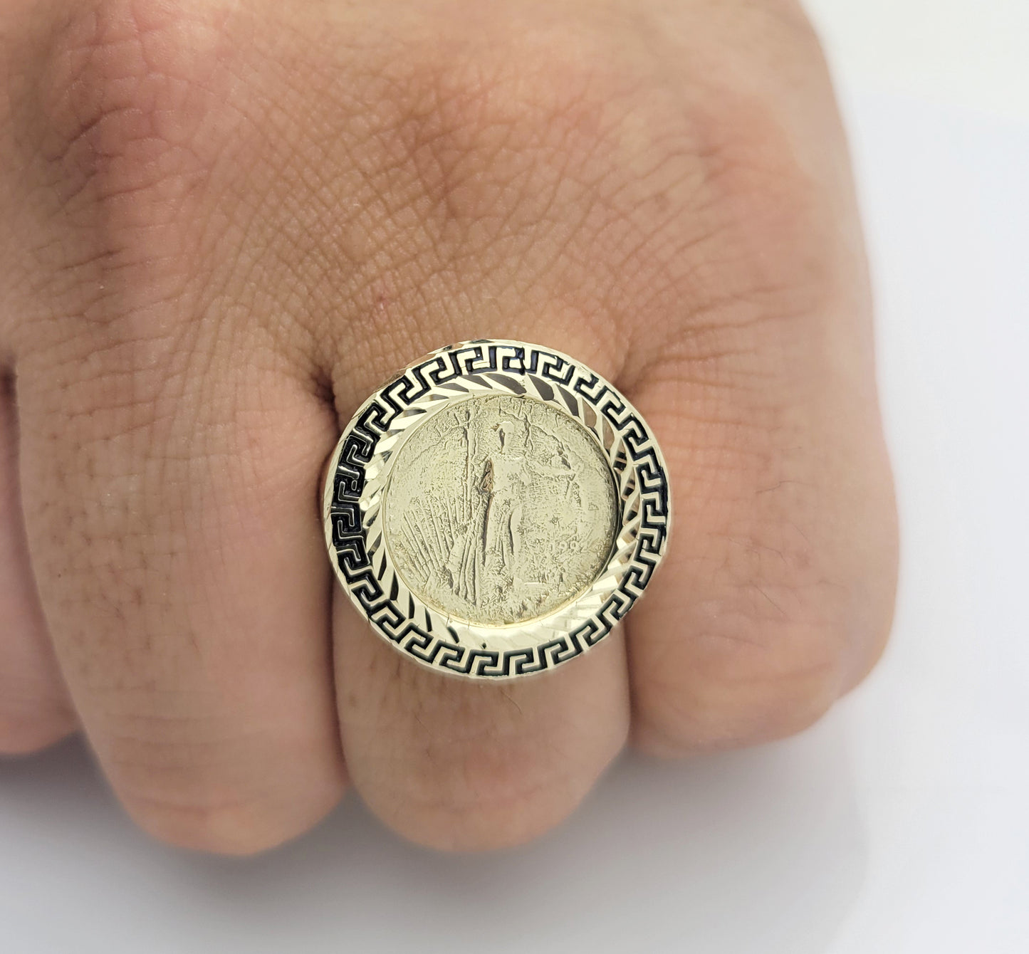 10K Yellow Gold Liberty Coin Ring For Men St. Gaudens Double Eagle Liberty Coin Ring
