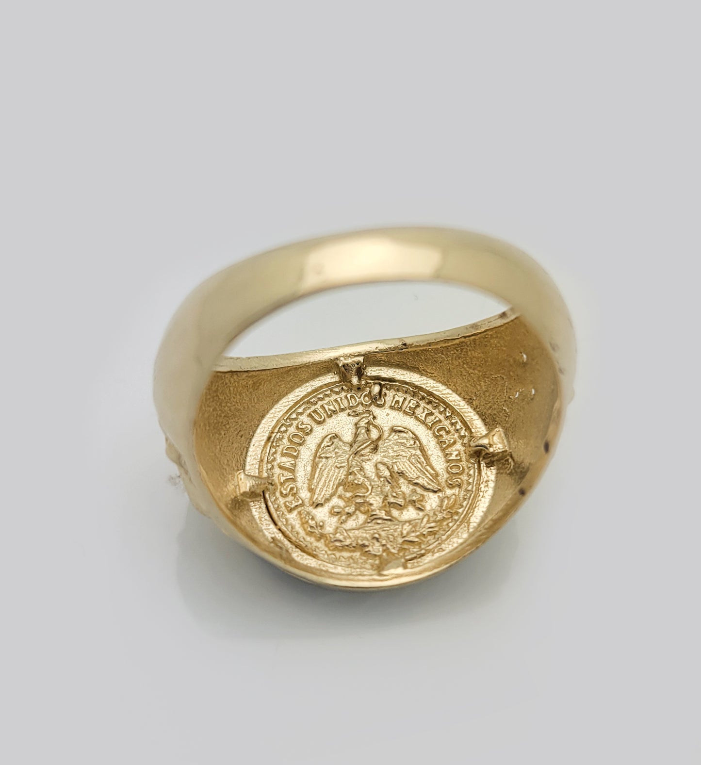 10K Yellow Gold 50 Pesos 1821 Coin Ring