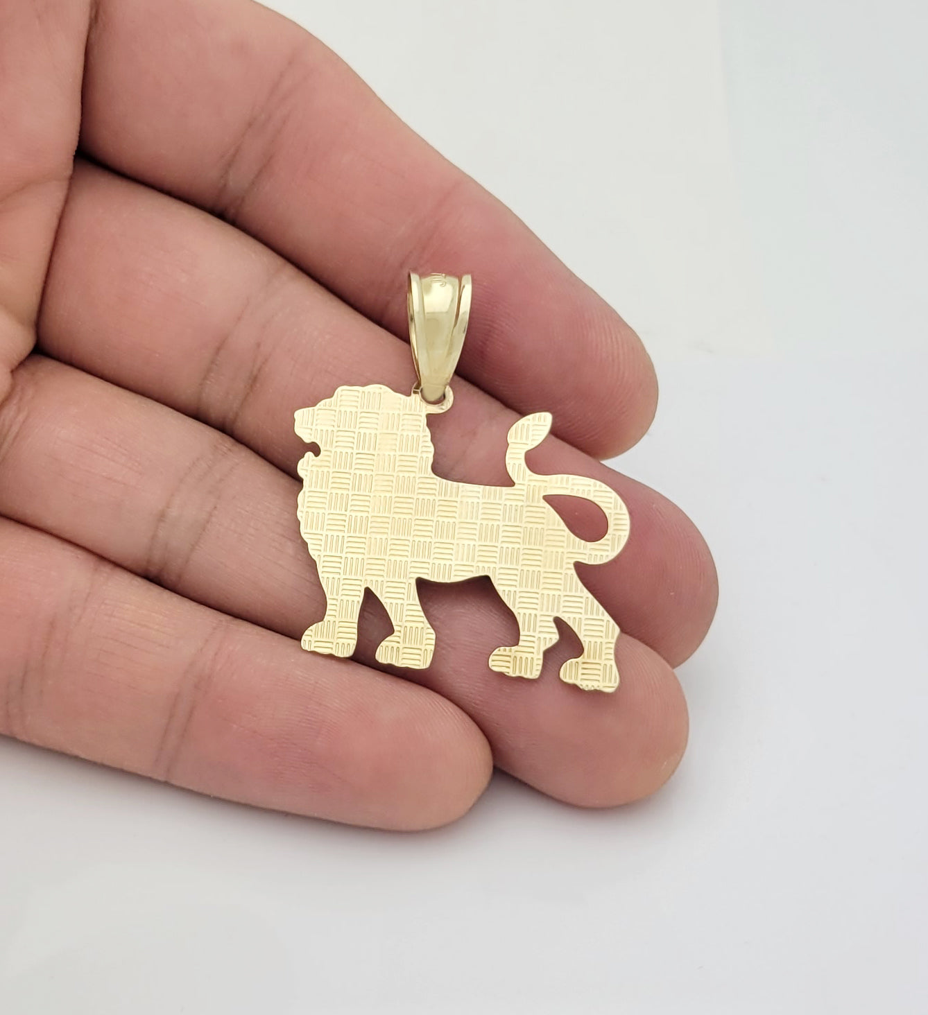 10K Yellow Gold Lion Pendant Zodiac Sign Leo Pendant Walking Lion