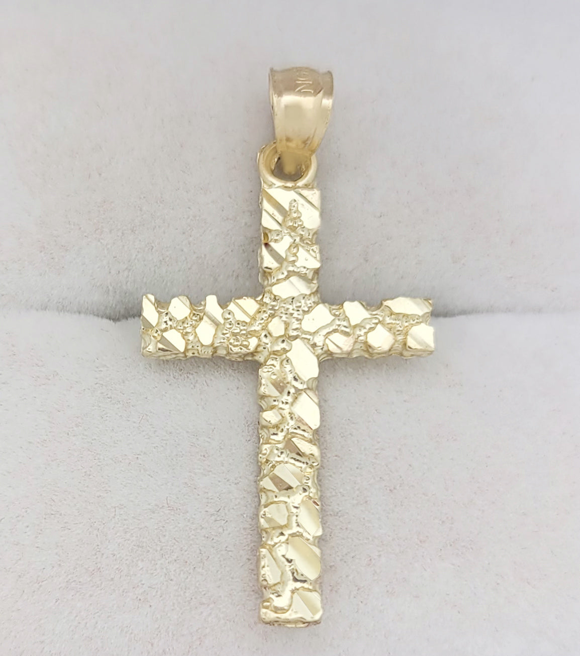 10K Yellow Gold Nugget Cross Pendant Gold Nugget Cross