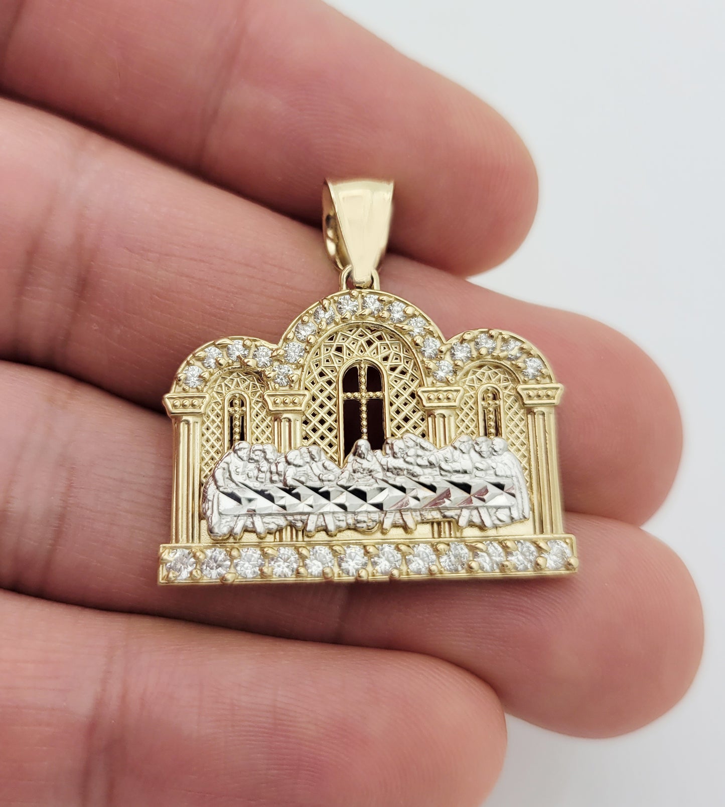 Men's Last Supper Pendant 10k Gold Two Tone Hip Hop Last Supper