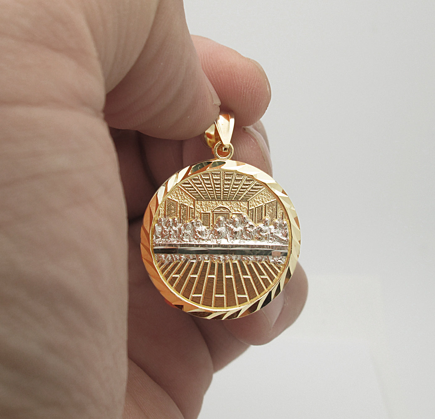 10K Gold Last Supper Pendant Charm Last Supper Medallion