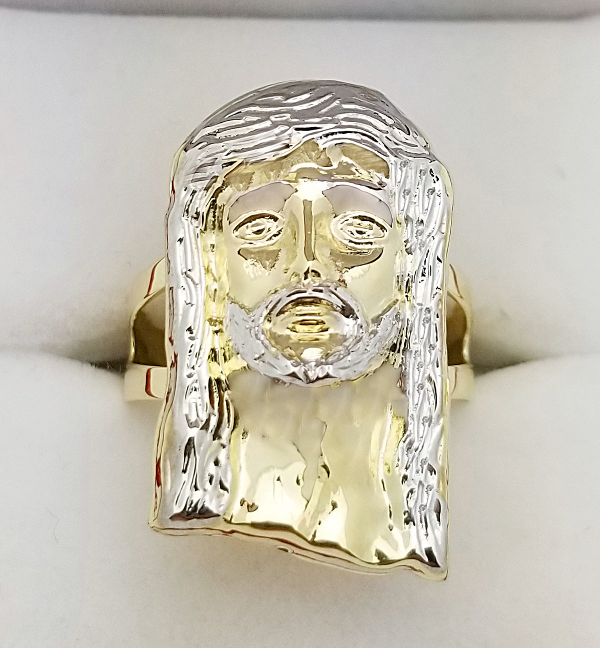 Men's Jesus Face Ring 10K Yellow Gold Jesus Head Ring