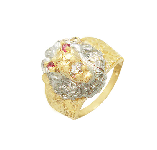Men's Lion Ring 10K Yellow Gold Lion Face Ring Lion Head