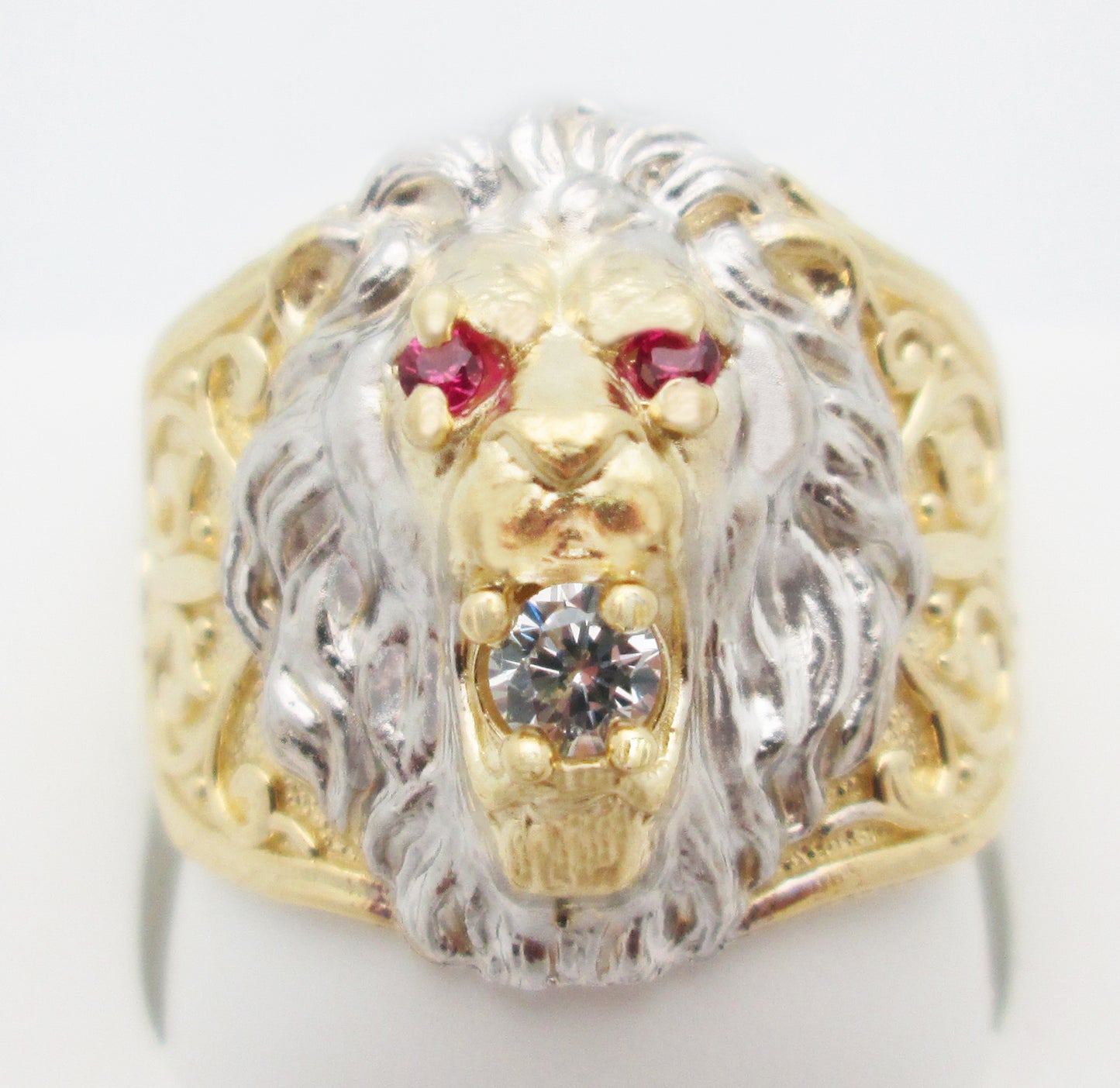 Men's Lion Ring 10K Yellow Gold Lion Face Ring Lion Head