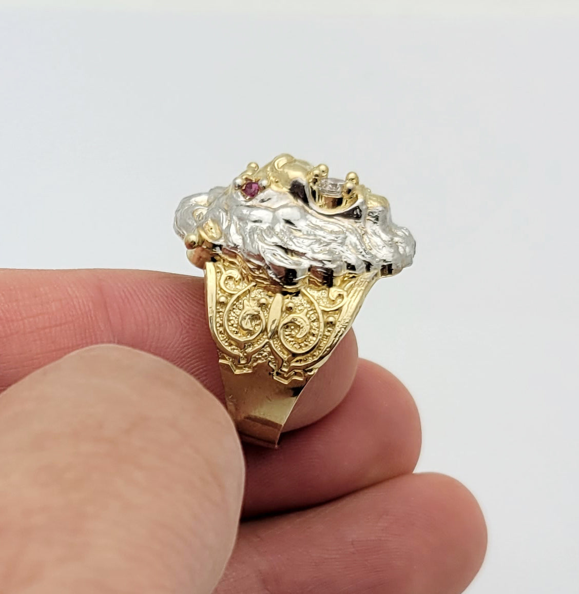 Men's Lion Ring 10K Yellow Gold Lion Face Ring Lion Head