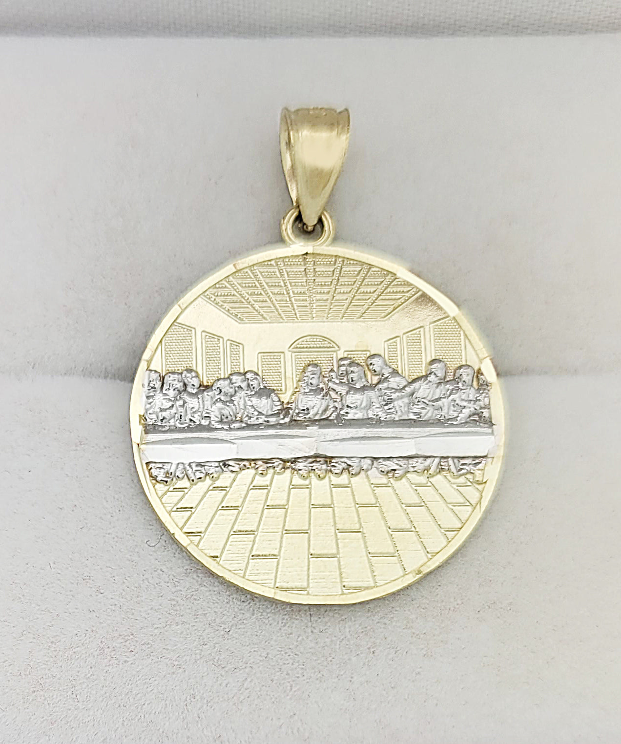 10K Yellow Gold Last Supper Pendant Last Supper Medallion 1.1 inch