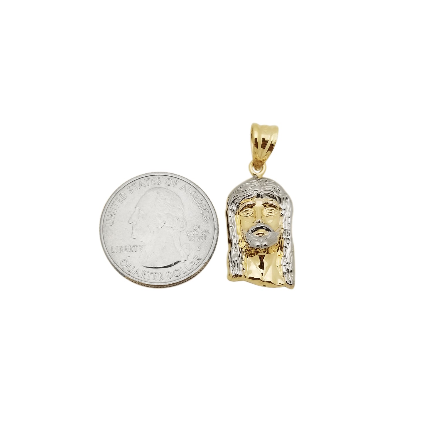10k Yellow Gold Jesus Face Pendant Jesus Head Charm 1.1 inch