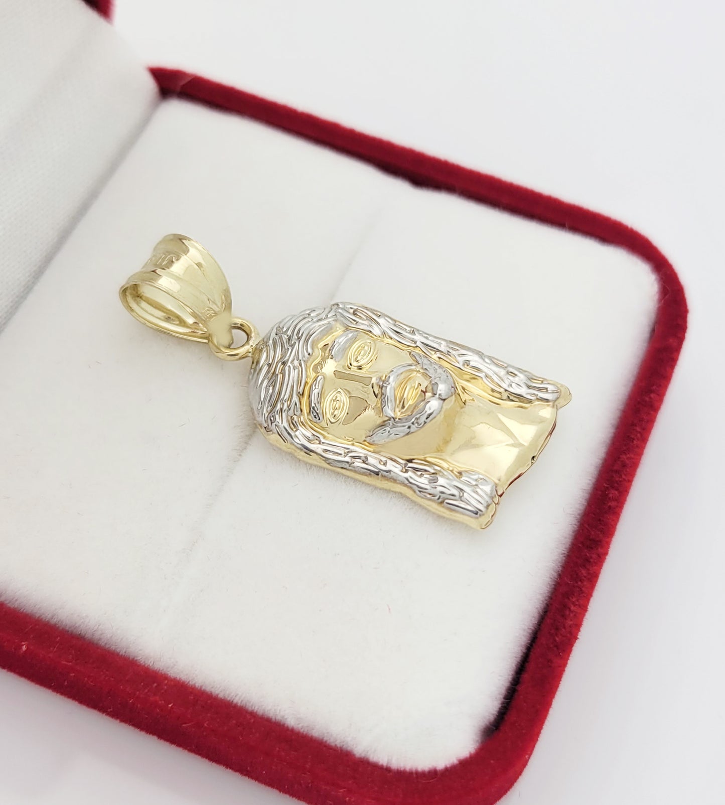 10k Yellow Gold Jesus Face Pendant Jesus Head Charm 1.1 inch