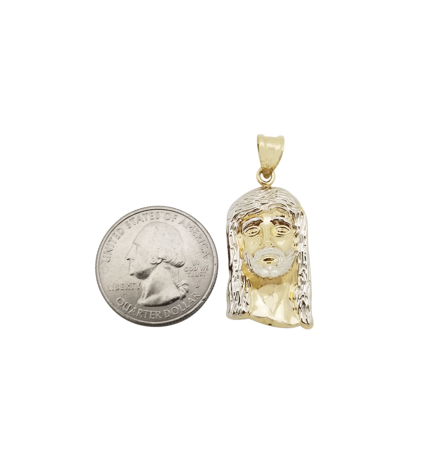 10k Yellow Gold Jesus Face Pendant Jesus Head Charm 1.5 inch