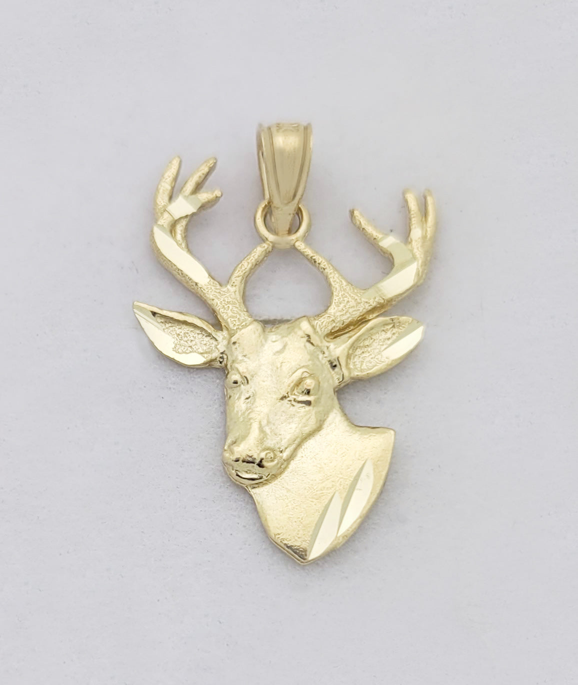 10k Yellow Gold Deer Head Pendant Stag Charm Solid Gold Deer Necklace Pendant