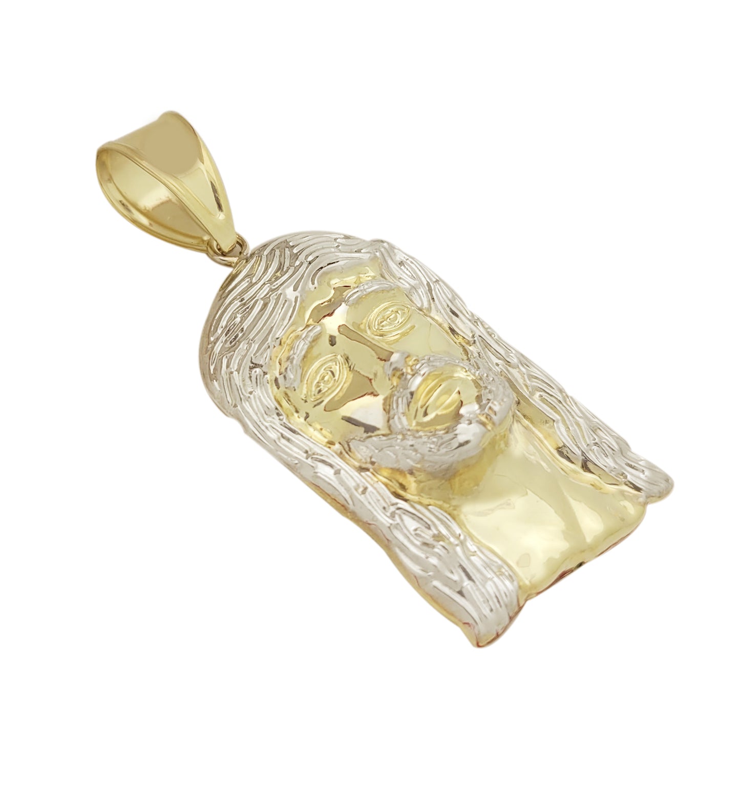 10k Yellow Gold Jesus Face Pendant Jesus Head Charm 1.1 inch