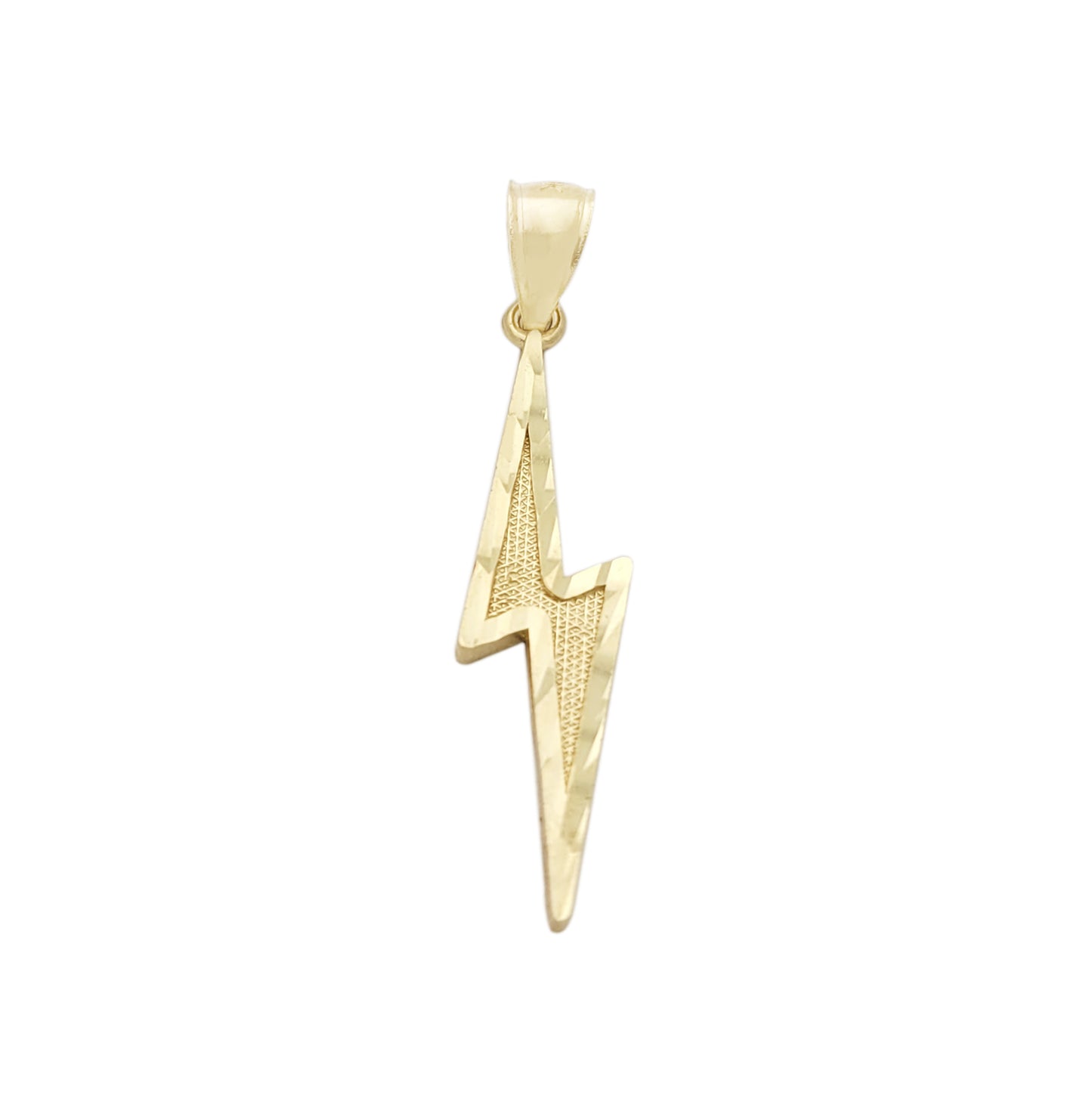 10K Yellow Gold Lightning Bolt Necklace Pendant Sold Gold Charm Diamond Cut