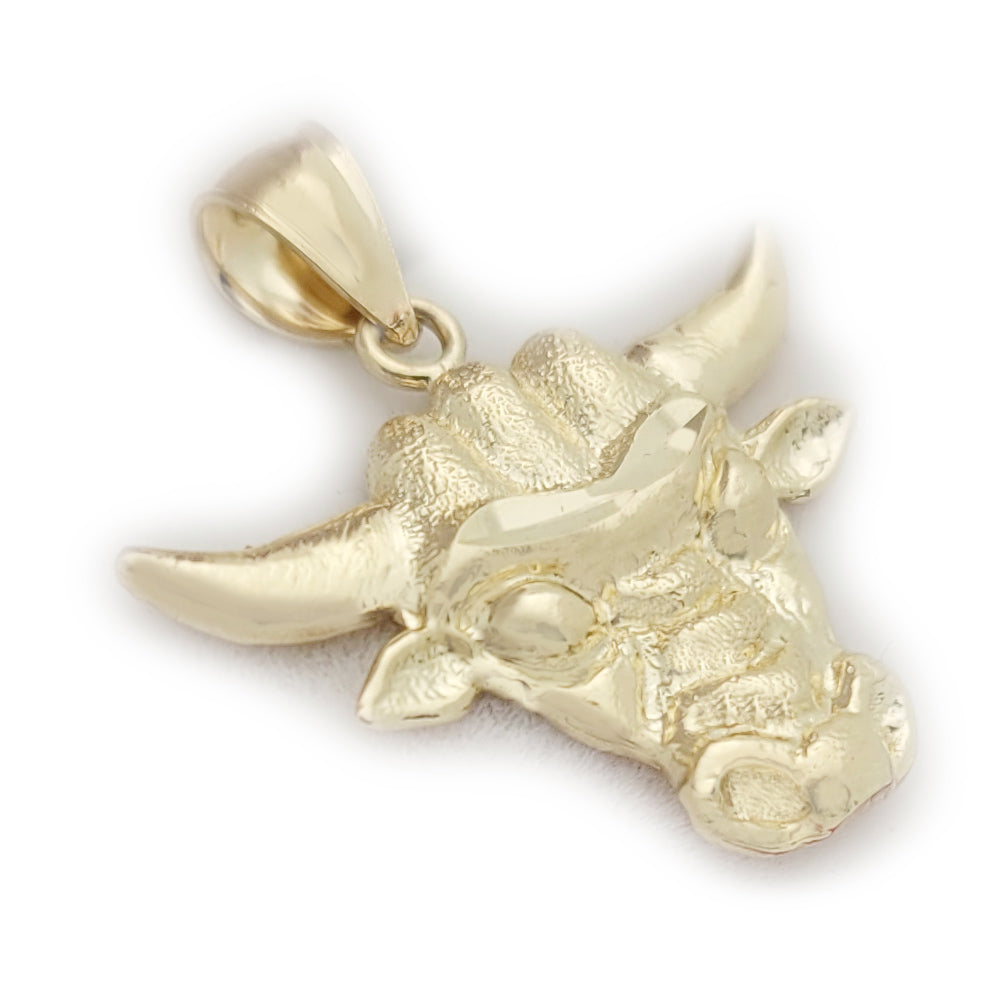 10K Yellow Gold Bull Pendant Longhorn Neckalce Pendant