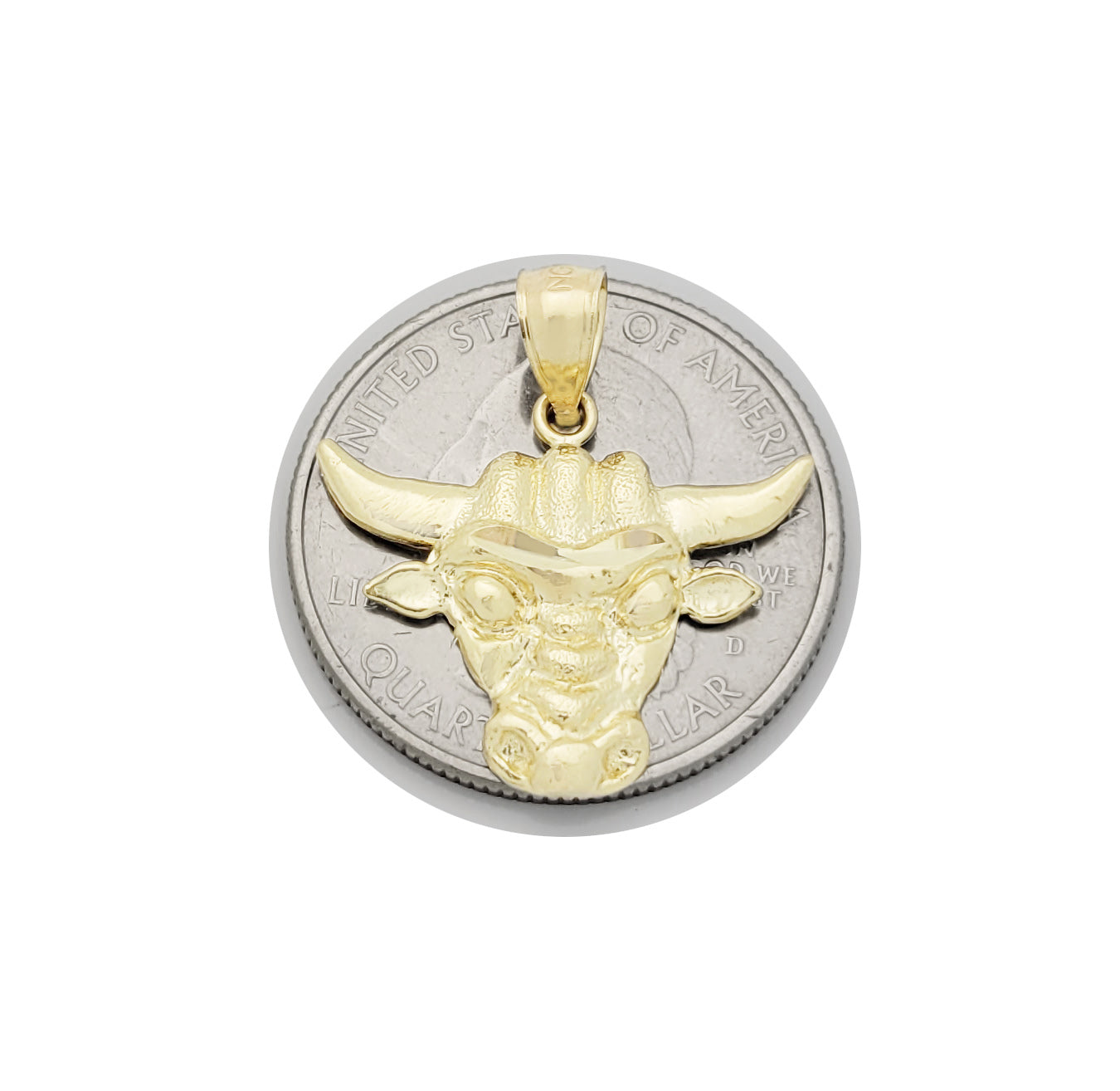 10K Yellow Gold Bull Pendant Longhorn Neckalce Pendant