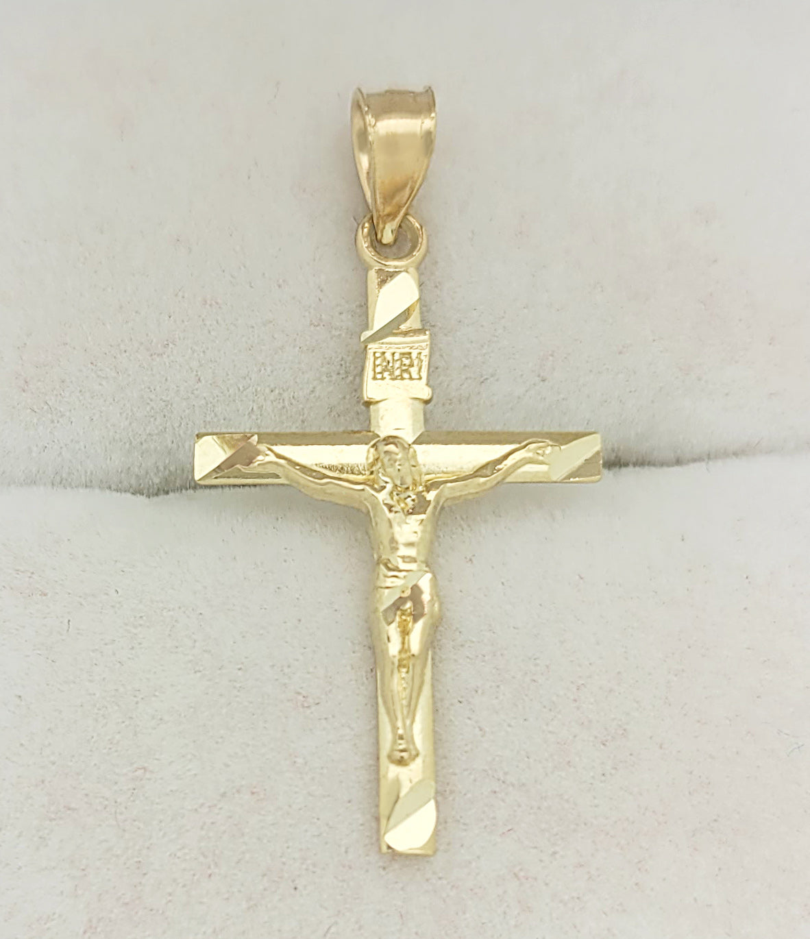 10K Yellow Gold Crucifix Pendant Gold Thin Cross Charm