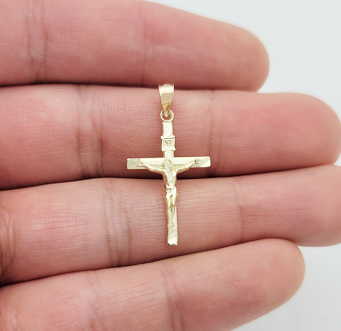 10K Yellow Gold Crucifix Pendant Gold Thin Cross Charm