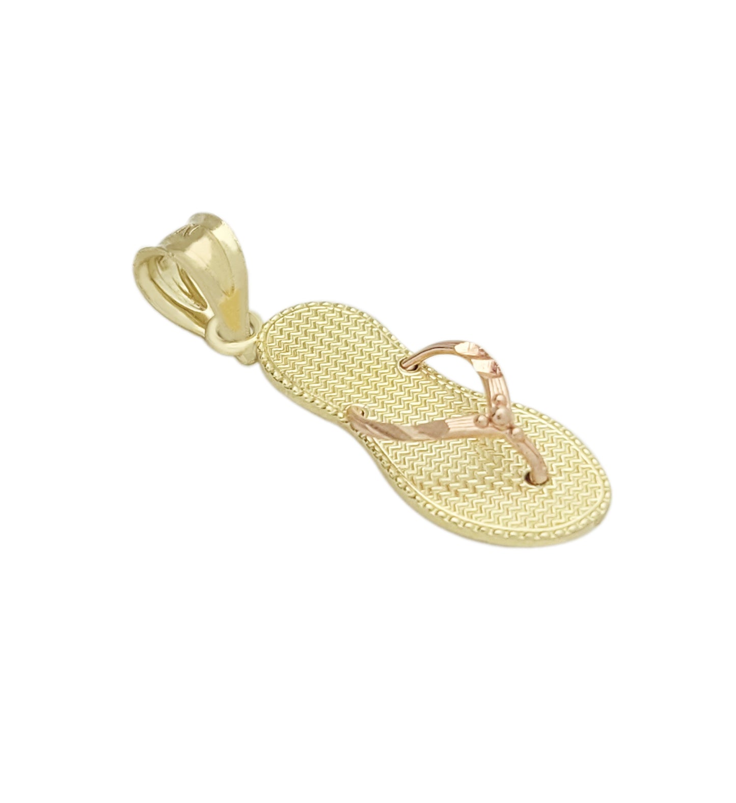 10K Yellow Gold Rose Gold Flip Flop Pendant Charm