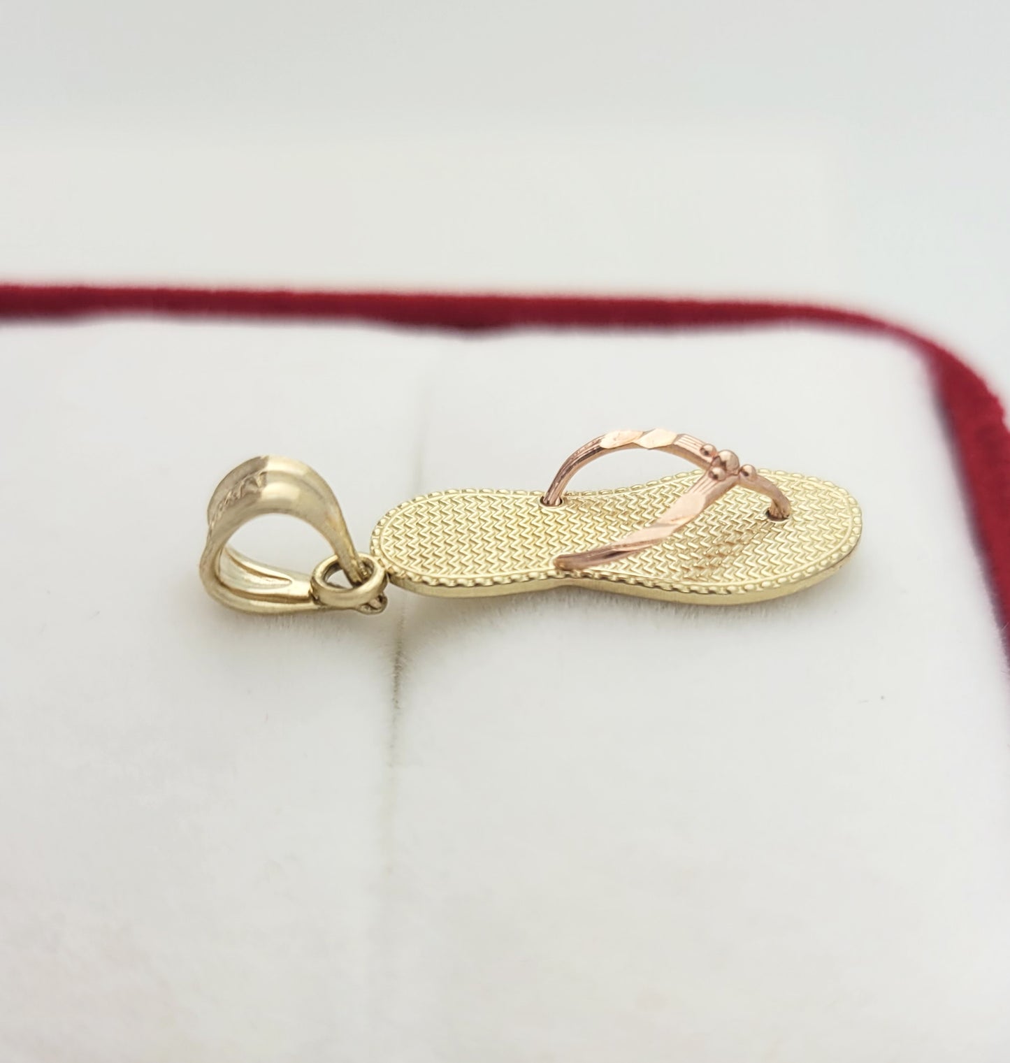 10K Yellow Gold Rose Gold Flip Flop Pendant Charm