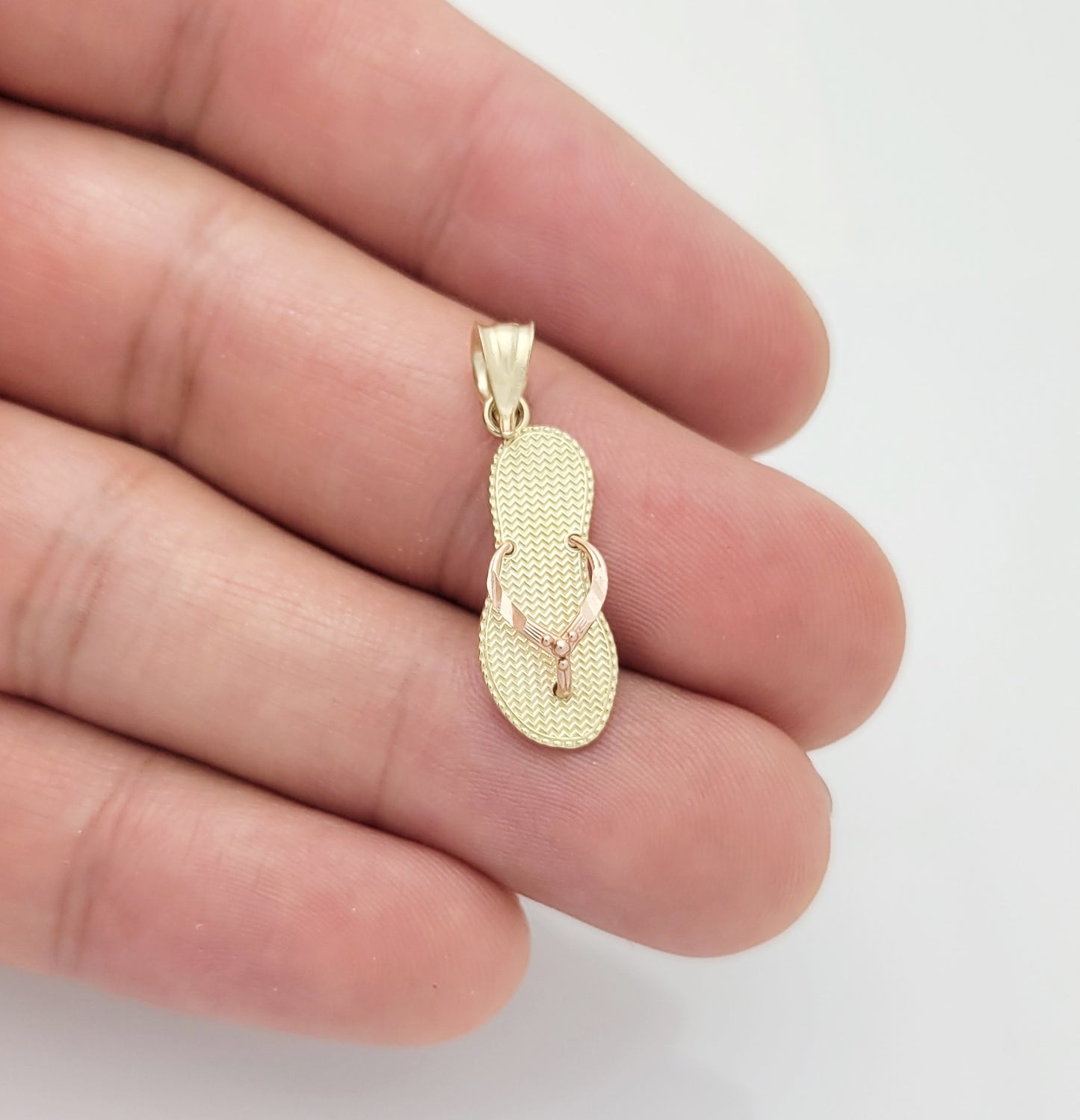 10K Yellow Gold Rose Gold Flip Flop Pendant Charm
