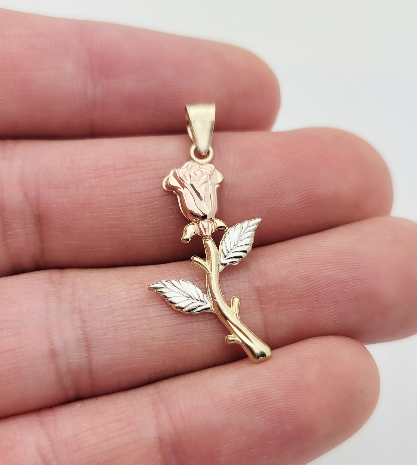 10K Yellow Gold & Rose Gold Flower Pendant