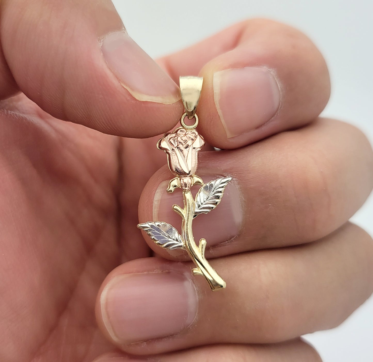 10K Yellow Gold & Rose Gold Flower Pendant