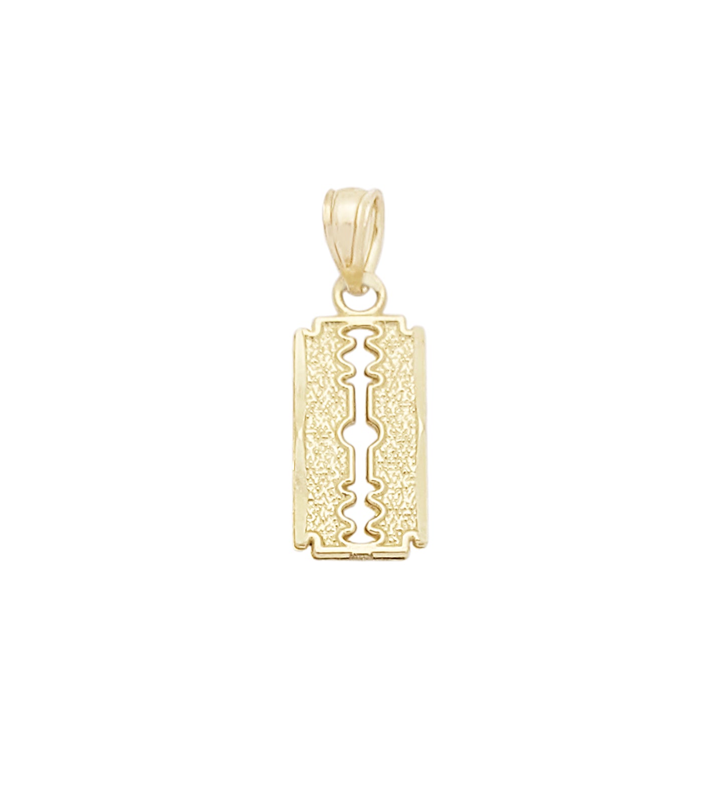 Solid 10K Yellow Gold Razor Blade Necklace Pendant Charm Small