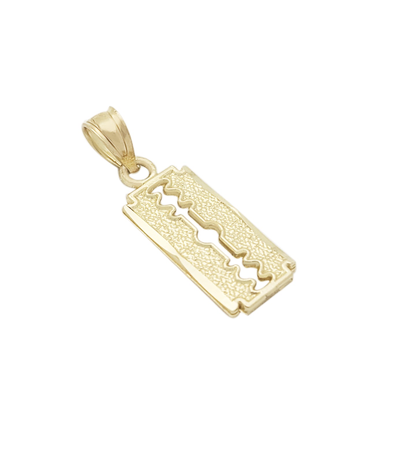 Solid 10K Yellow Gold Razor Blade Necklace Pendant Charm Small